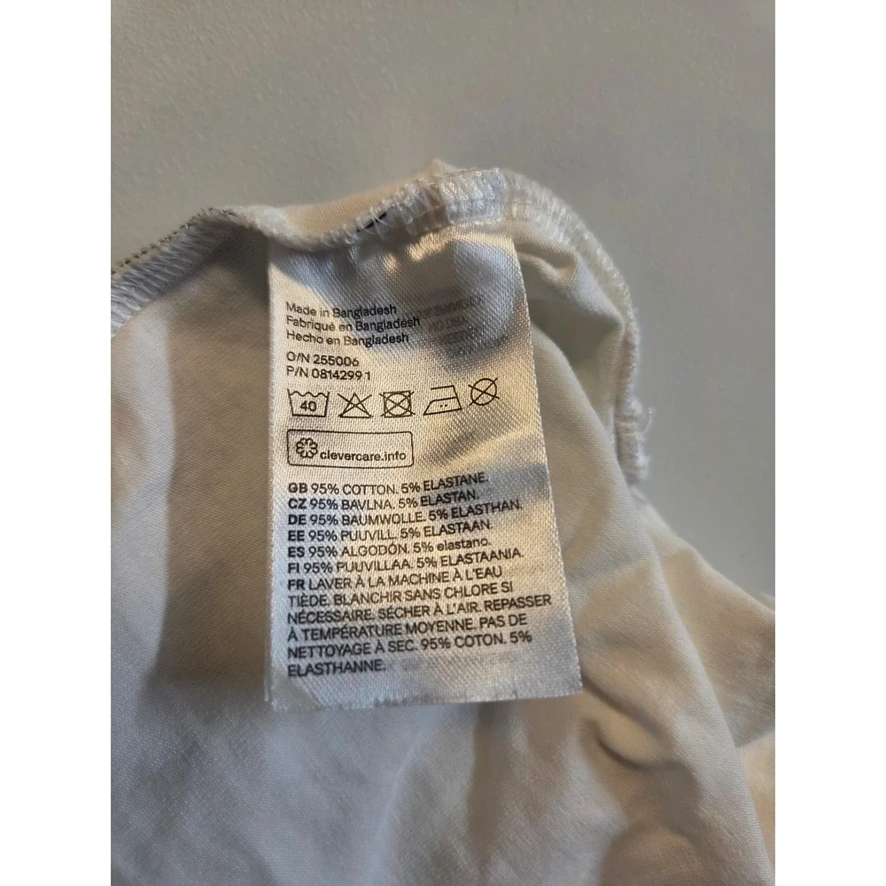 H&M Kids White Long Sleeve Bodysuit Denim Vest VIP Graphic Organic Cotton 2-4M